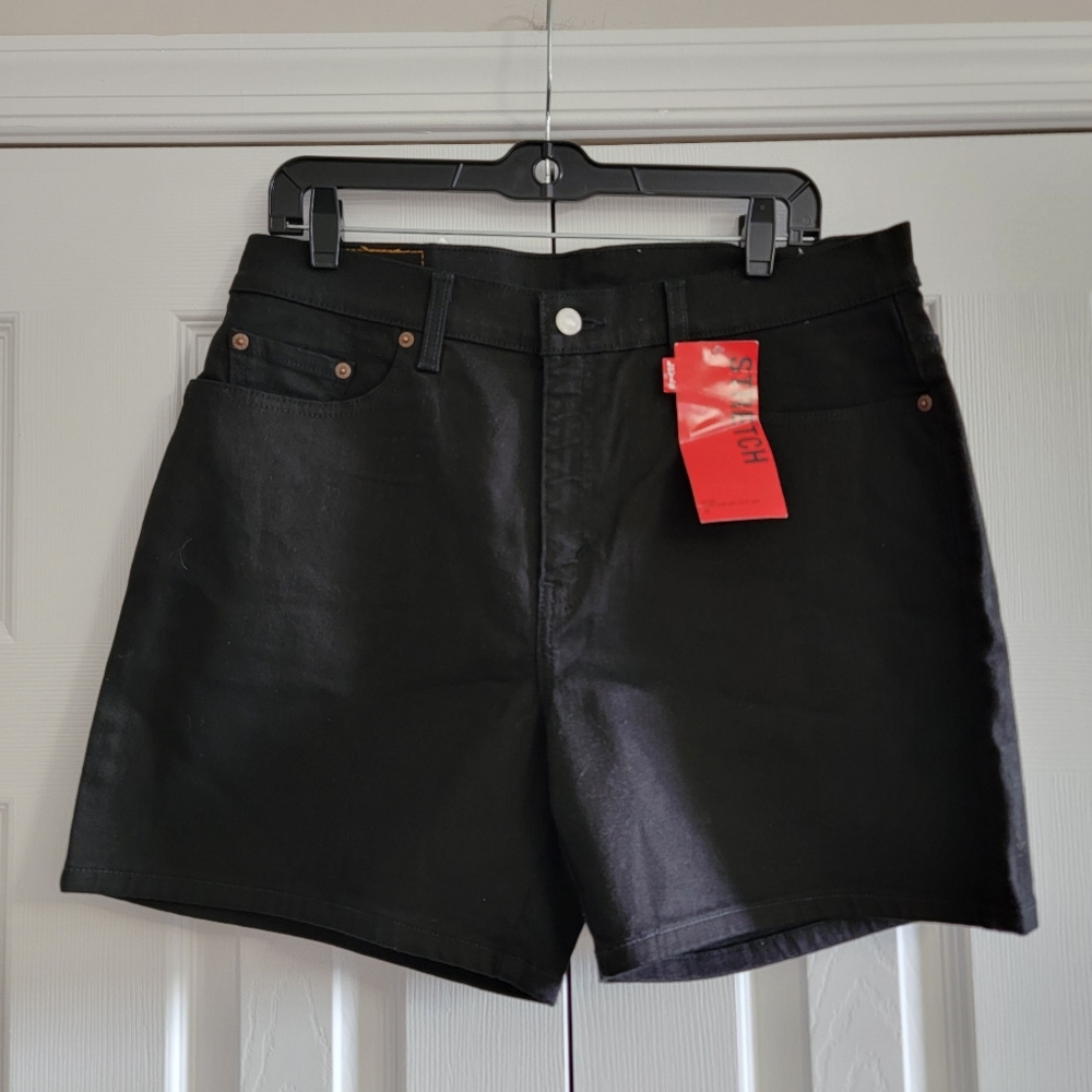 Levi’s Red Tab Mid-Length Denim Shorts Black Women’s Size 14 5” Inseam - Picture 4 of 7